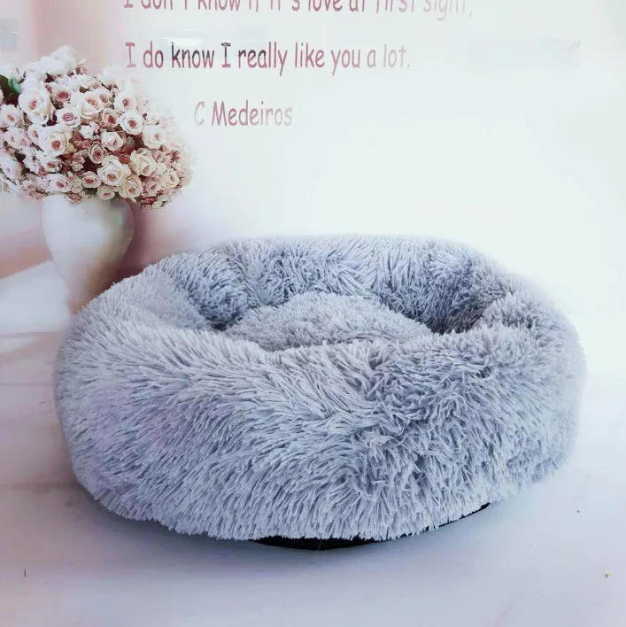 Light gray Макарон круглый коврик для собак Горячая фотогрейп корзина моющиеся маленькие пончики собачий дом супер мягкие хлопковые коврики для кошек диван для домашних животных продукты - Цвет: Light gray