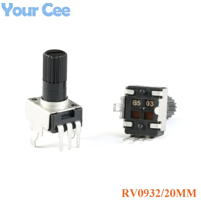 10pcs Rv09 Vertical 20mm Shaft 1k 5k 10k 50k 100k 0932 Adjustable Resistor 3pin Seal Potentiometer 102 502 103 503 104 - купить по