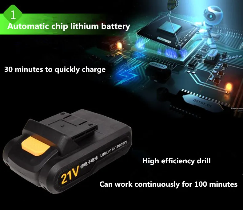XLTOWN 21v cordless electric screwdriver with 2 battery rechargeable lithium Multifunctional drill bit | Инструменты