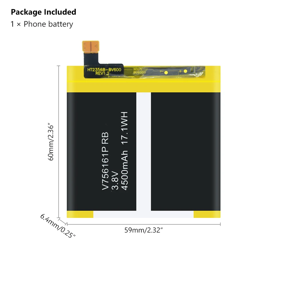 3,8 V 4500mAh батареи мобильного телефона перезаряжаемые для Blackview BV6000 BV6000S V756161P 3,8 V литий-ионные батареи мобильного телефона