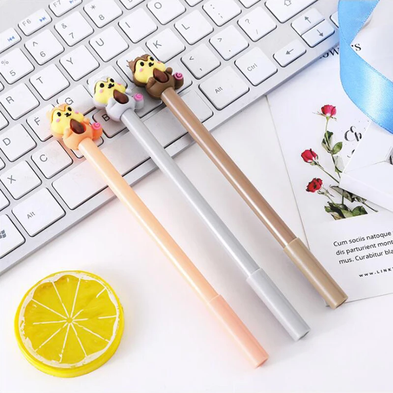 3 шт мультфильм белка гелевая ручка DIY офисные Канцелярские и школьные принадлежности гладкая ручка с черными чернилами 0,5 мм
