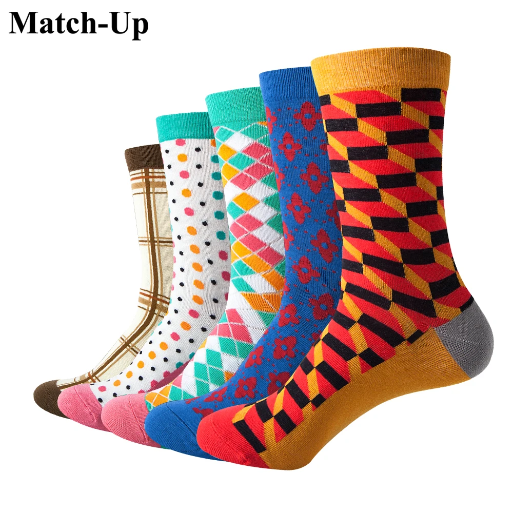 

Match-Up Men Colorful Combed Cotton Crew socks Brand socks (5 pairs / lot )