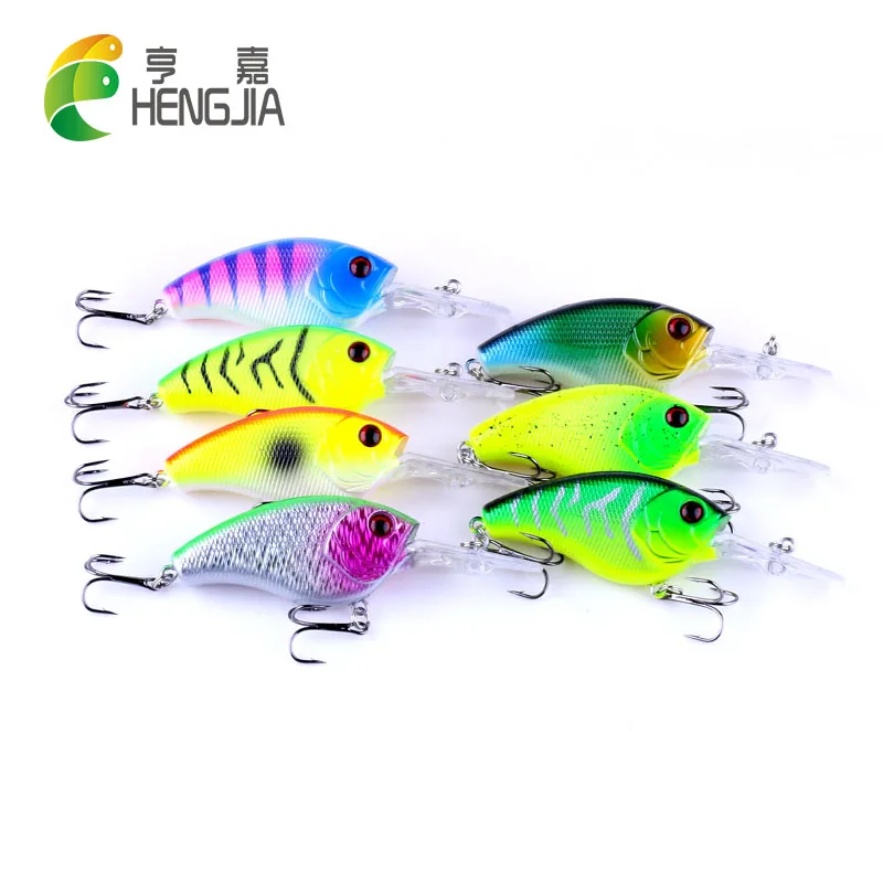 

HENGJIA 7pcs 6#japan hooks crank Fishing lures long lip hard plastic pike peche bass fishing baits isca pesca fishing tackles