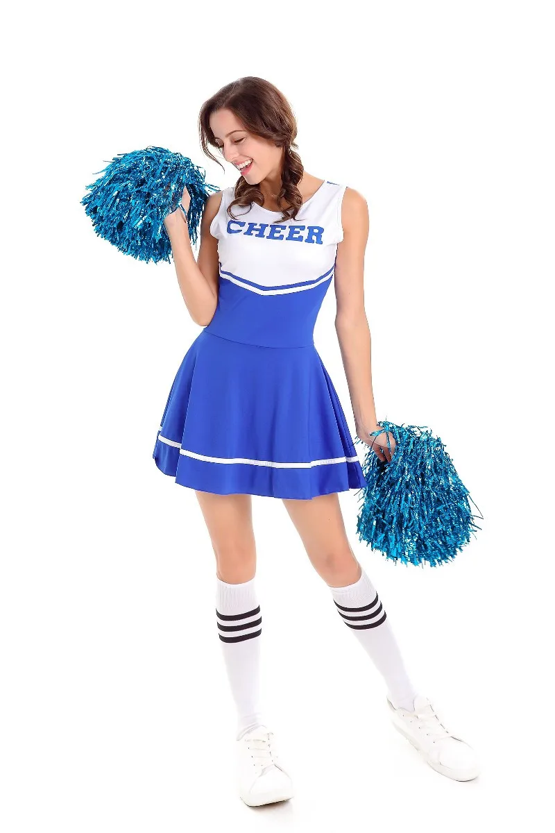 

Hot Sale Blue Sexy High School Cheerleader Costume Cheer Girls Uniform Party Cheerleading Fancy Dress