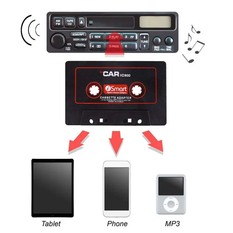 Автомобильный адаптер кассеты кассета Mp3 игрока конвертер для iPod для iPhone MP3 AUX кабель CD-плеер 3,5 мм разъем 2082