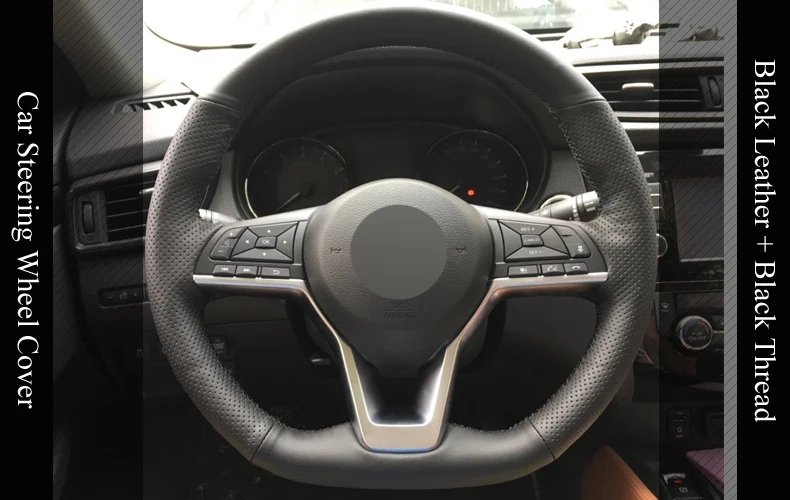 LQTENLEO черная искусственная кожа DIY чехол рулевого колеса автомобиля для Nissan X-Trail Qashqai Rogue Leaf Kicks Micra- марта