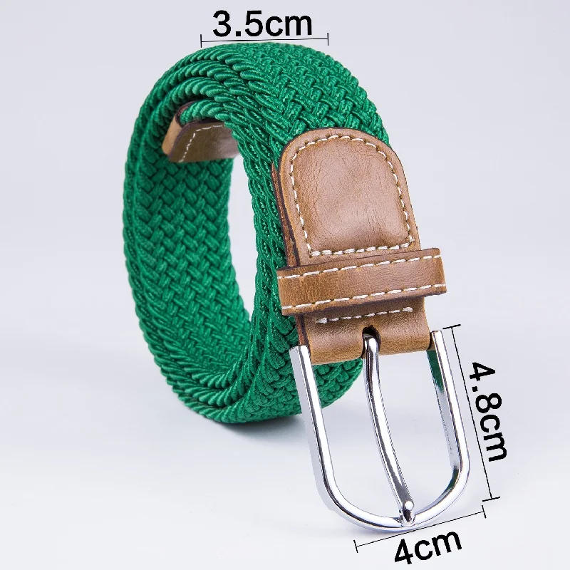 

Barry.Wang New Style Unisex Pin Buckle Knitted Elastic Belt For Women Jean Modeling Belt Casual Stretch Woven Belt Women SZ-0070