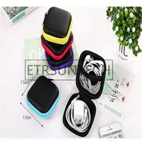 100pcs Mini Colors Zippered Square Storage Hard Bag Portable Earbuds Pouch box Protective USB Cable Organize