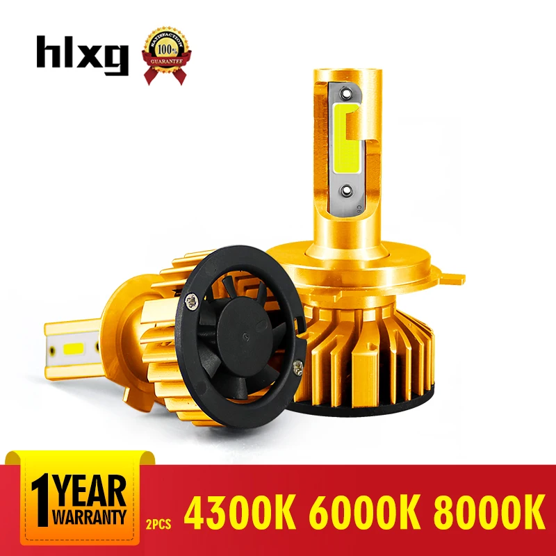 HLXG 2 шт. H8 Mini H7 светодиодный 12 В 4300k H4 6000K автомобильные лампы для фар Светодиодный