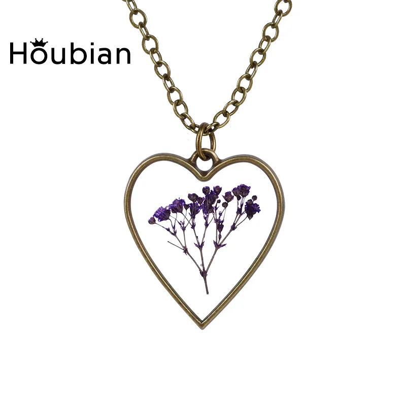 2017 модное ожерелье в форме сердца популярное длинное из сухоцветного стекла