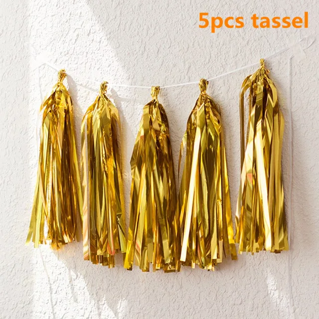 5pcs Gold tassel Золотая черная звезда сердце фольгированные шарики для свадебного украшения гелиевый воздушный шар "Конфетти" С Днем Рождения украшения для детской вечеринки - Цвет: 5pcs Gold tassel
