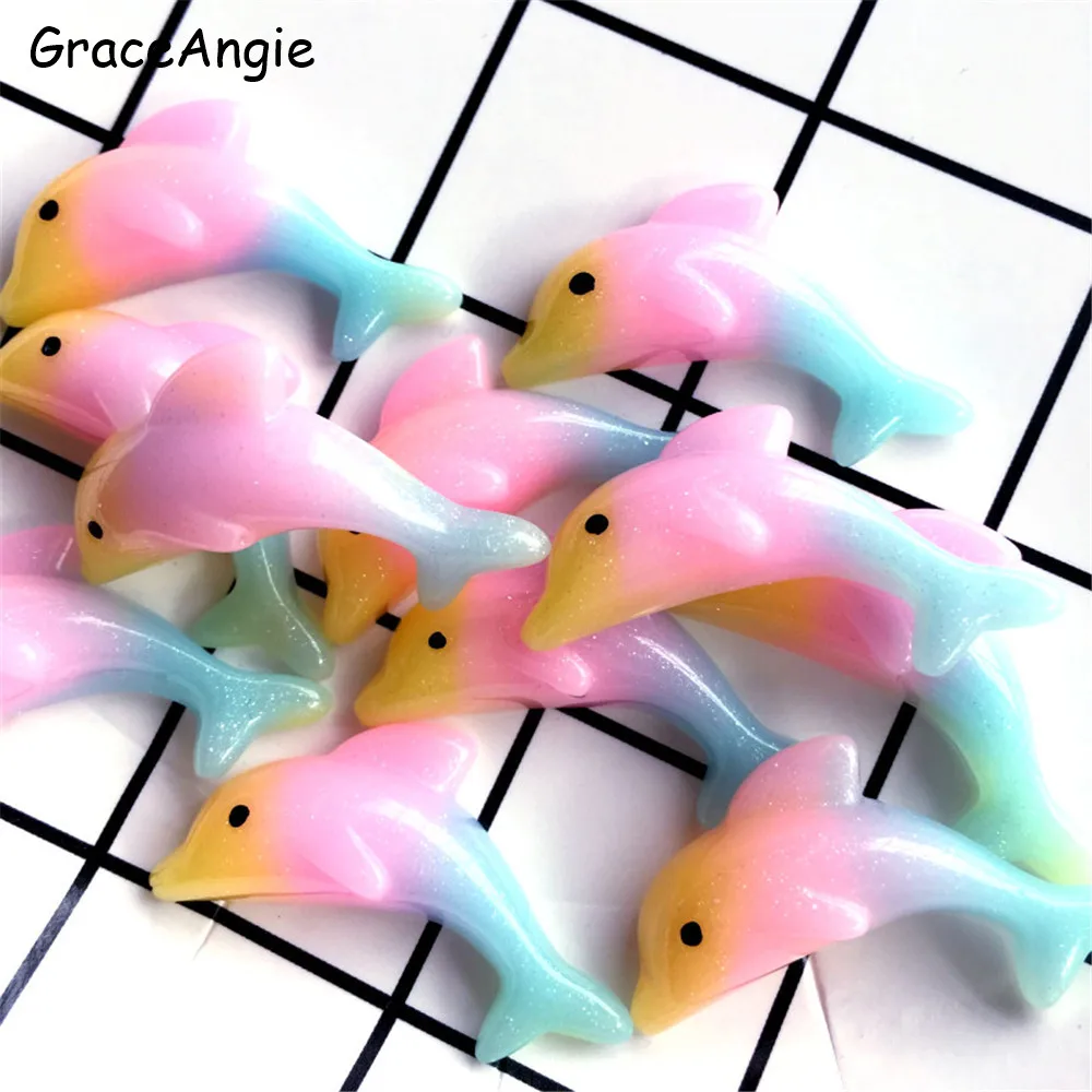 10 шт. ремесла из смолы дельфин с плоской задней стороной животные кабошон