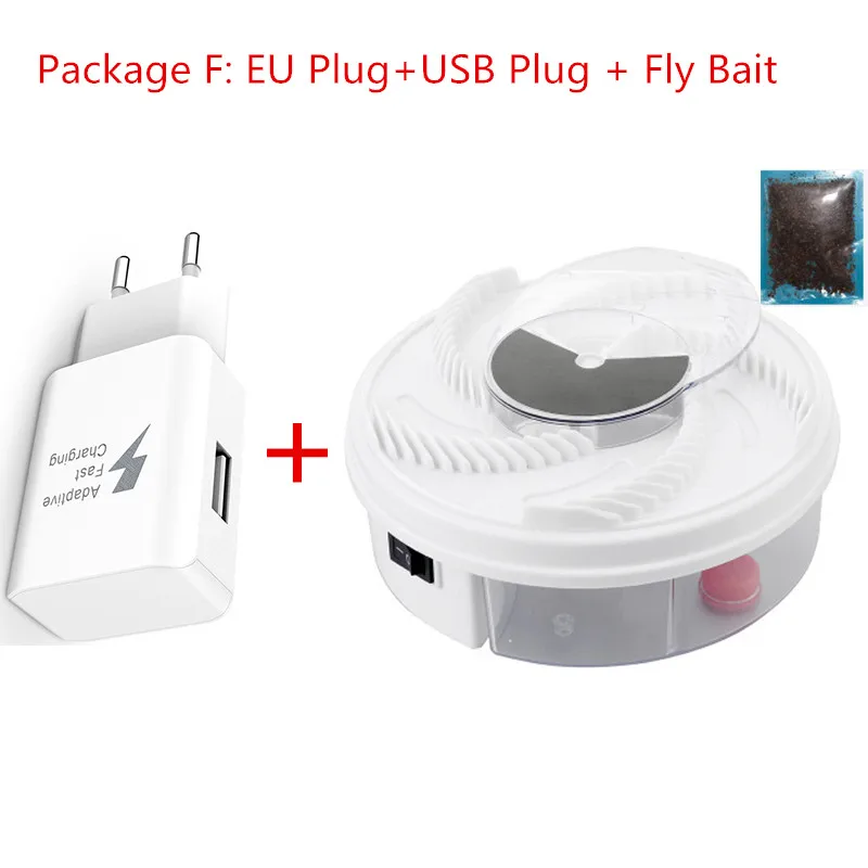 Package F USB электрическая Летающая ловушка ловушки для насекомых Автоматическая Летающая клетка экологическая Летающая клетка вредители устройства насекомые, мухи убийца+ США/ЕС вилка - Цвет: Package F