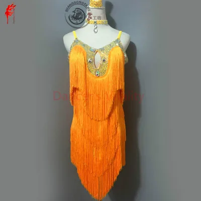 Новый стиль костюм для латинских танцев сексуальное платье с кисточками женское