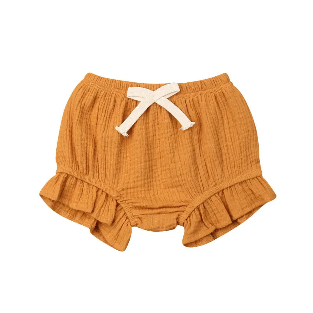 Милые однотонные штаны для маленьких мальчиков и девочек, шорты, трусики-шаровары для детей от 0 до 18 месяцев