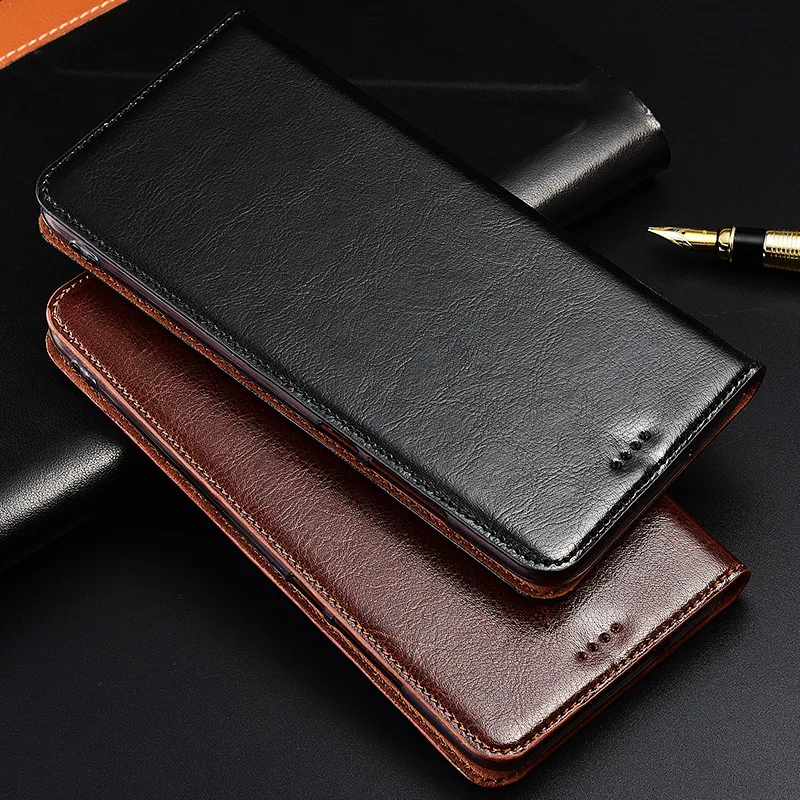 

Genuine Cow Leather Case For Sony Xperia 10 / 10 Plus Magnetic Case Stand Flip Phone Cover