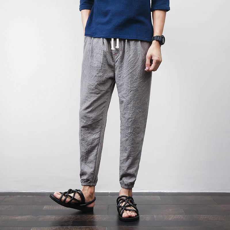 Cotton Linen Harem Pants Mens Jogger Male Casual Summer Track Trousers Designer Men Printing Casu | Мужская одежда