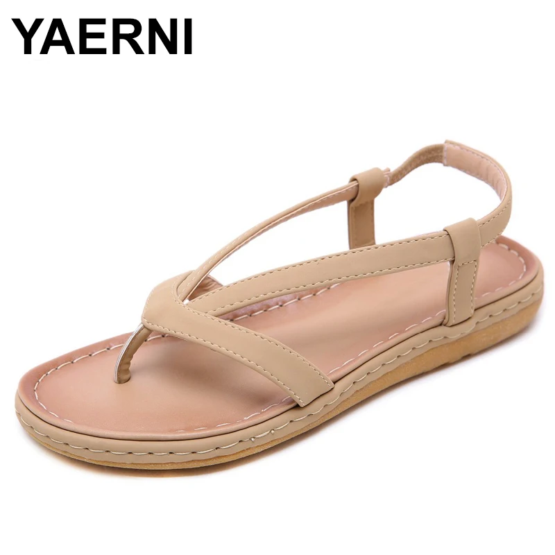 

YAERNI2022 Fashion Women Flat Retro Beach Sandals Shoes Woman Casual Flip Flop Ethnic Boho Bohemia Sandals Plus size 35-42E925