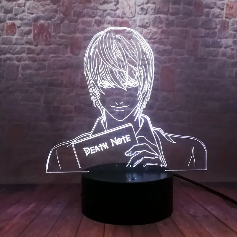 Тетрадь смерти Yagami светильник аниме Рисунок Модель 3D Иллюзия светодиодный 7