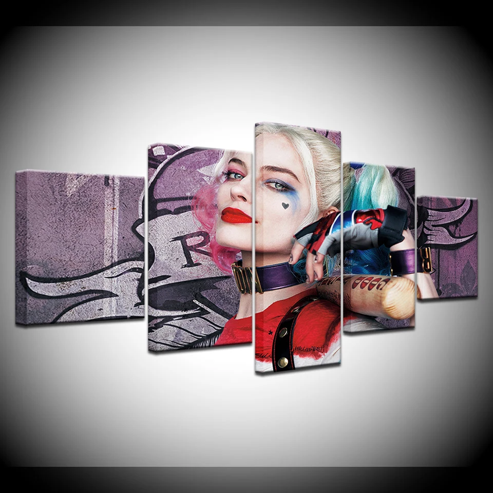 

5 pieces of wall art wallpaper modern modular poster art canvas clown girl movie star painting living room home decoration