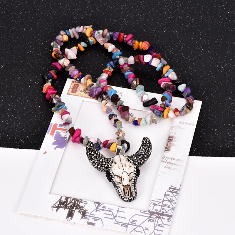 Ожерелье с подвеской в виде черного быка для женщин этническое винтажное длинное