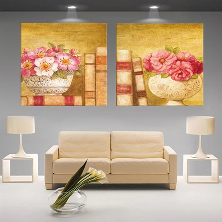 2 шт. Павлин птица цветок украшение стены Искусство картина маслом Картинки на