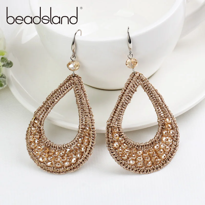 Beadsland висячие серьги с нитью вязанные крючком капли воды дизайн мода Богемия для