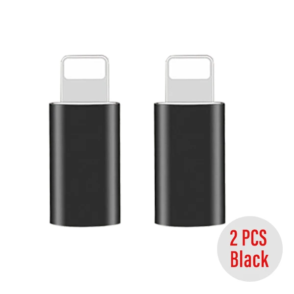 2pc Black ACCEZZ Micro USB Женский до 8 Pin штекер для Apple адаптер для iphone X XS XR 8 7 6S Plus PC данных зарядки OTG конвертер разъем - Цвет: 2pc Black