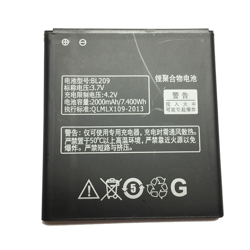 MaleCrane Replacement Cell Phone Battery 2000mAh BL209 For Lenovo A706 A788T A820E A760 A516 A378T A398T Polymer Li-ion | Мобильные
