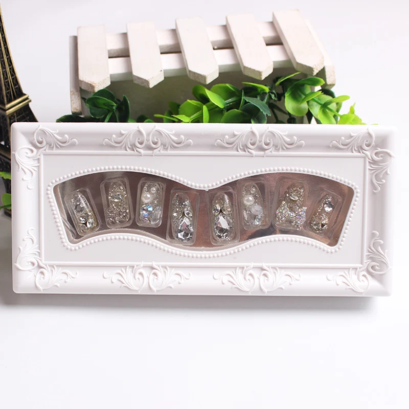 

10pcs/Set False Nail Art Fake Finger Tips Full Artificial Nails Rhinestone Decoration False Nail Stickers Acrylic Nail Art Tools