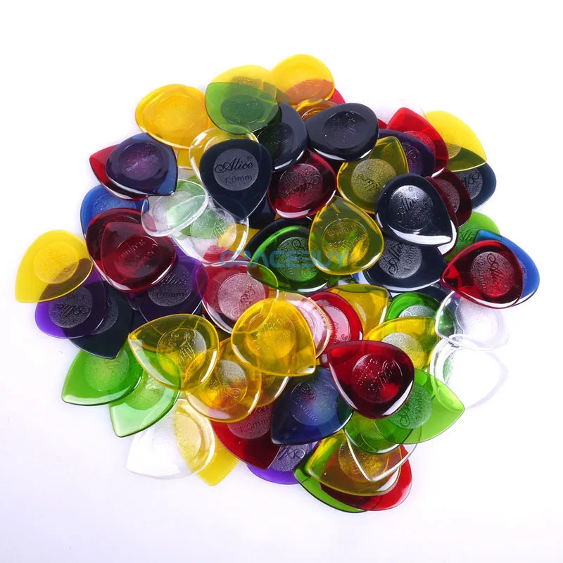 Алиса 100 шт. медиаторы для гитар и бас прочный чистый цвет плектра 1 0 мм 2 3 Размер