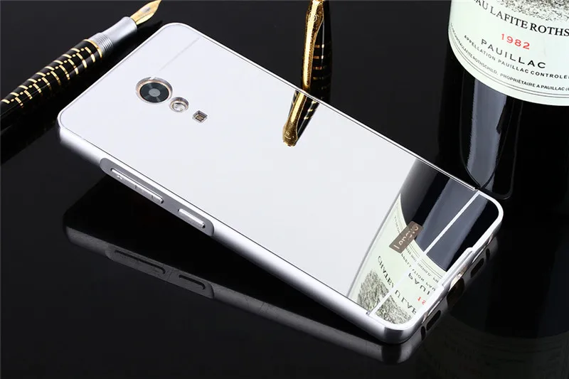 Sliver For Lenovo P2 Case 5.5 inch Luxury Aluminum Frame Gold Mirror Phone Case For Lenovo Vibe P2 P 2 P2C72 Phone Cover Coque capa - Color: Sliver
