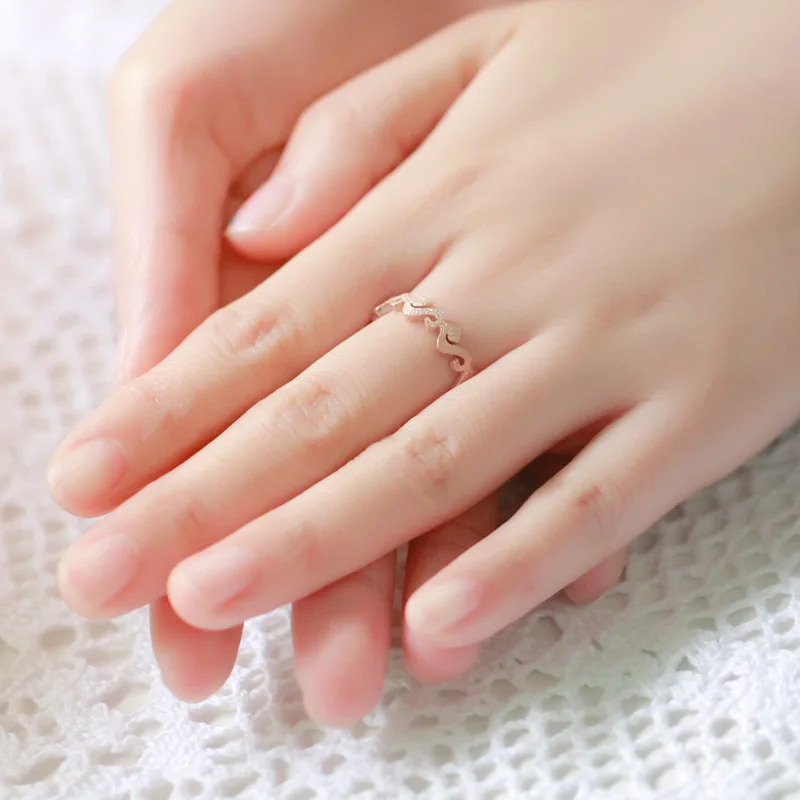 Юн РУО Ins модный Матированный волна кольцо из розового золотистого цвета женский