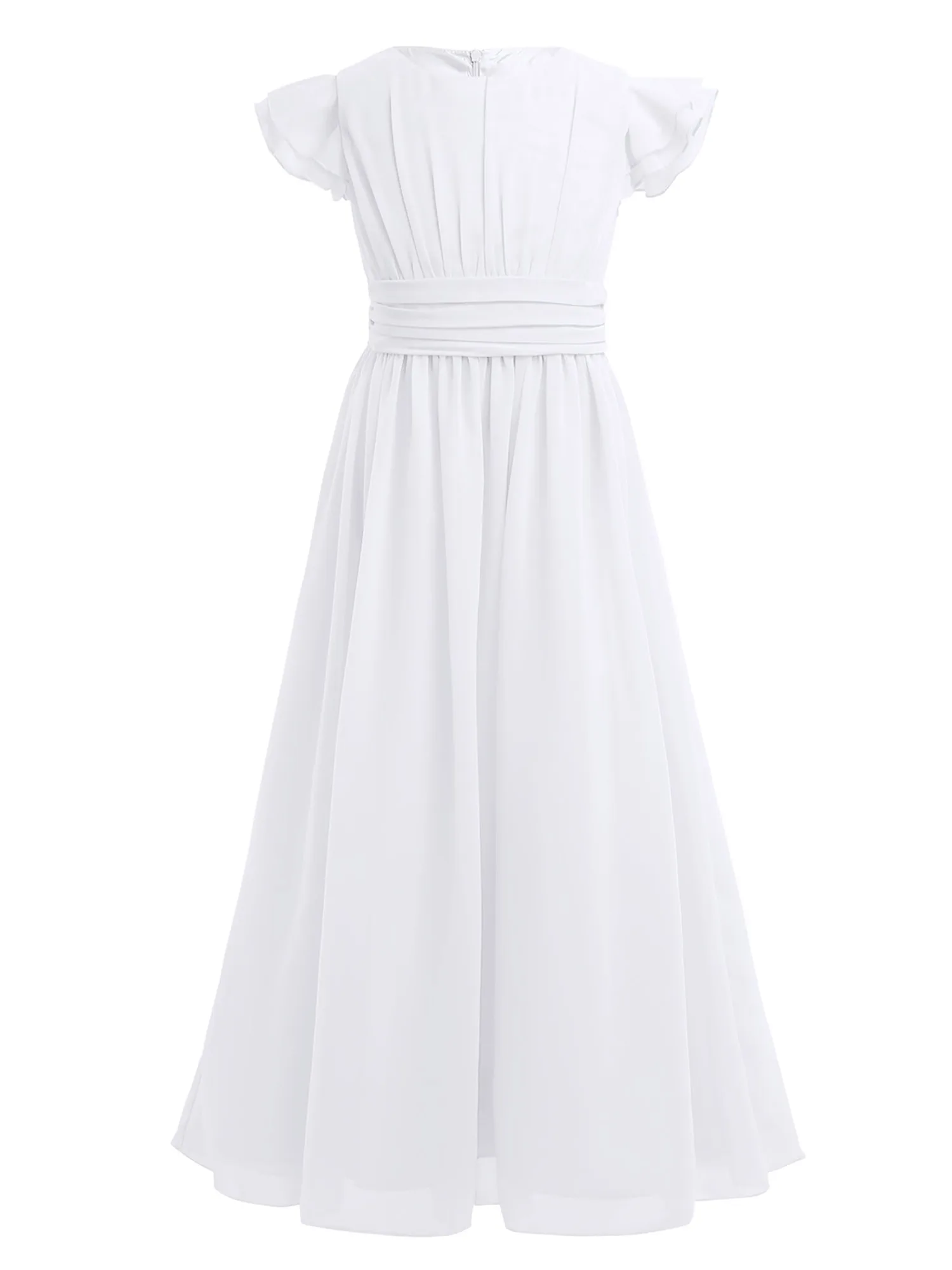 Шифоновое платье с рукавами фонариками для девочек длинное плиссированное