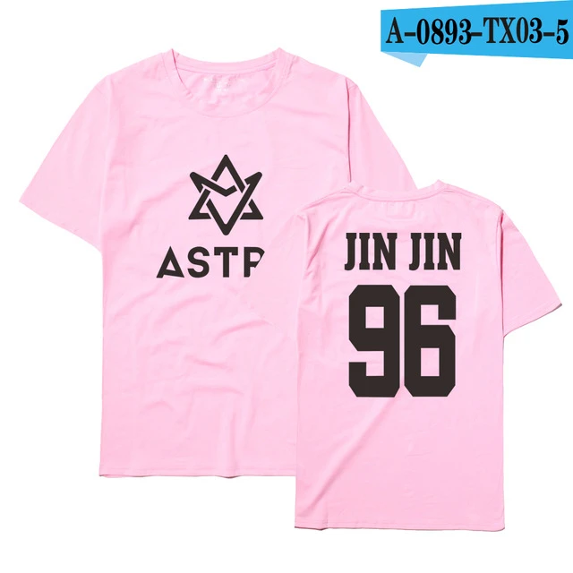 pink KPOP ASTRO STAR Group Футболка с принтом модные хлопковые футболки летняя футболка с коротким рукавом Повседневная футболка размера плюс одежда унисекс - Цвет: pink