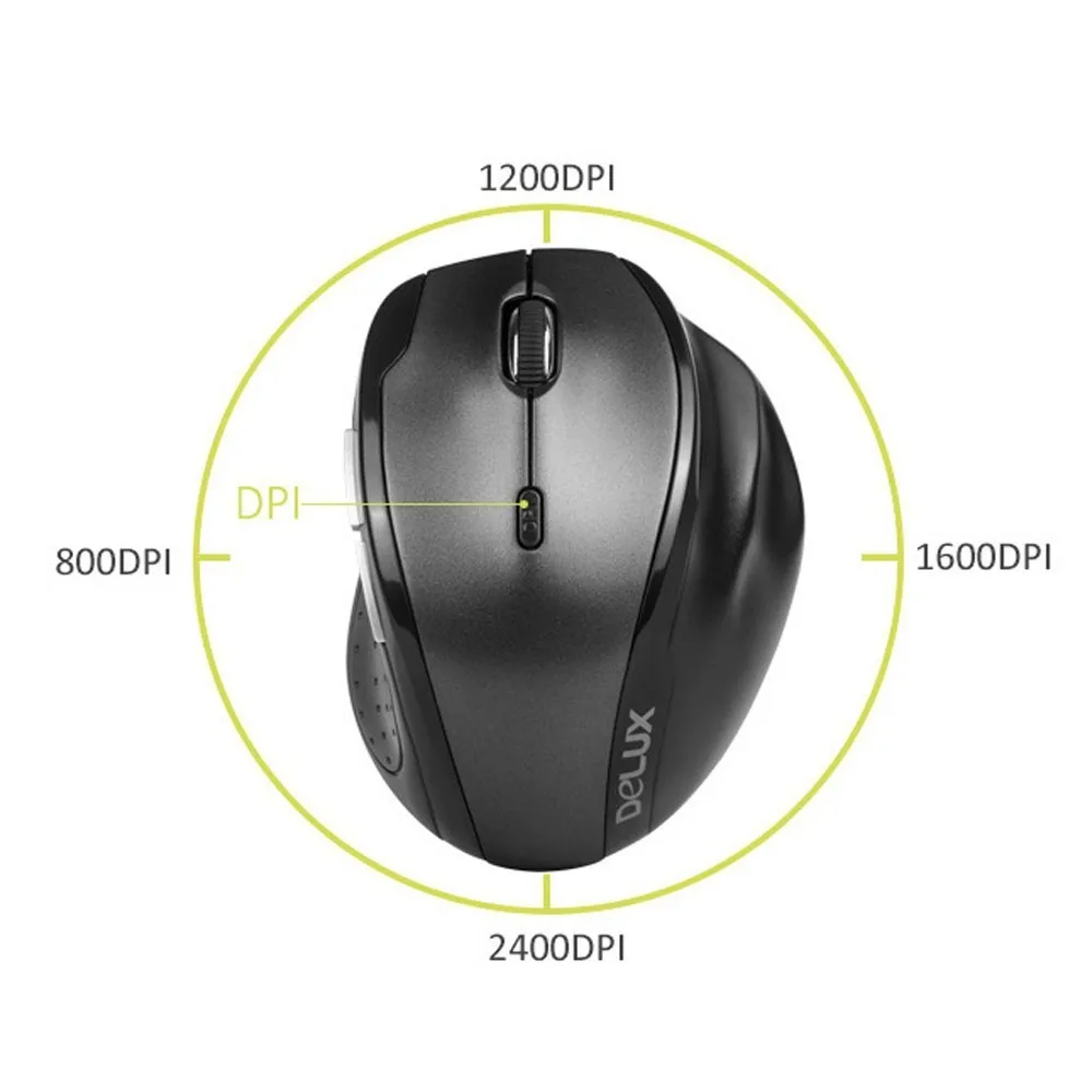 Delux M620GX беспроводная мышь эргономичная оптическая 2 4G 800/1200/1600/2400 dpi регулируемая с