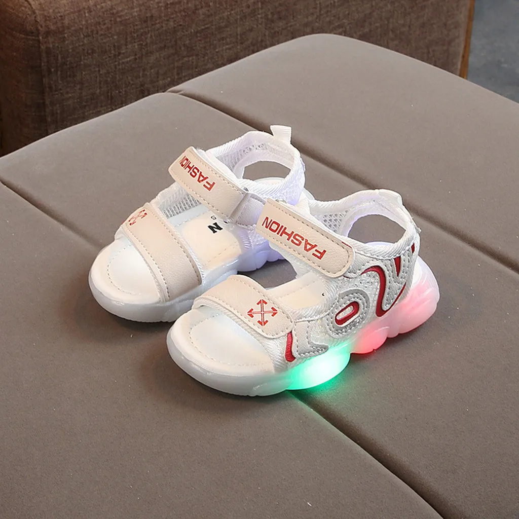 Perimedes детская летняя обувь Zapatos De Bebe Nenas пляжная с буквенным принтом Светящиеся