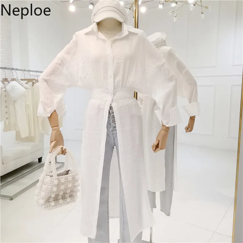 Neploe Твердые Женские топы лето 2019 Новая мода однобортный с длинным рукавом для