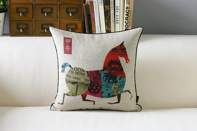 

Horse pillow cover, cartoon Colorful horse European court style animal crown throw pillow case pillowcase wholesale