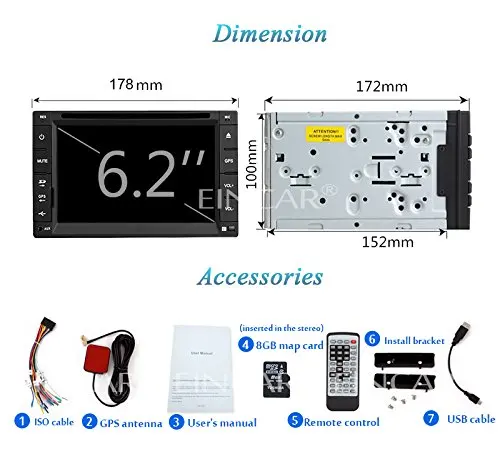Автомагнитола 2 Din с GPS навигацией 6 дюйма Bluetooth MP3 MP4 FM/AM iPod беспроводная камера