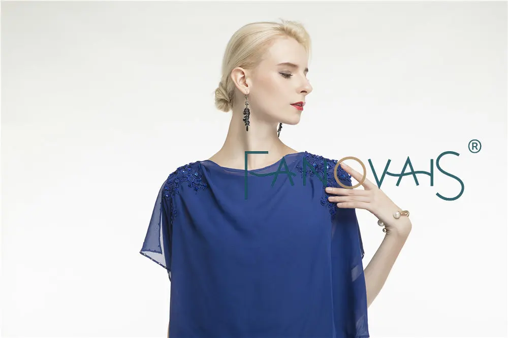 Королевский синий шифон мать невесты Платья вечернее платье для матери Vestido de Festa