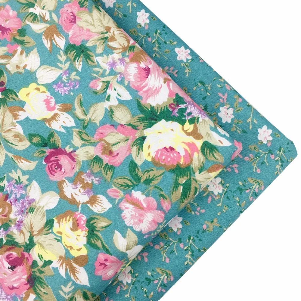Синяя Цветочная новая хлопчатобумажная ткань на метр для рукоделия|cotton fabric|cloth