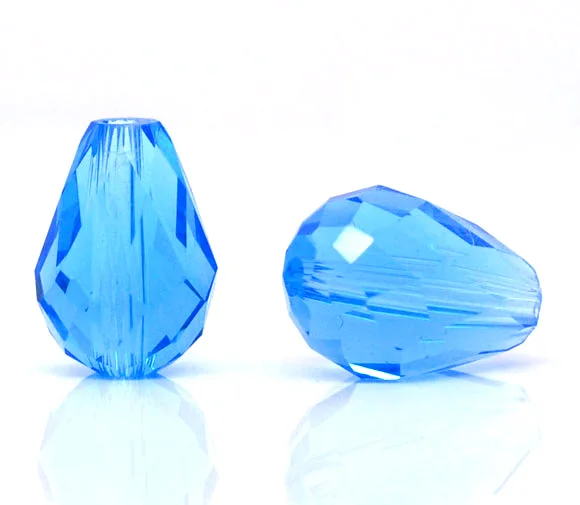 DoreenBeads стеклянные свободные шарики каплевидные синие прозрачные граненые