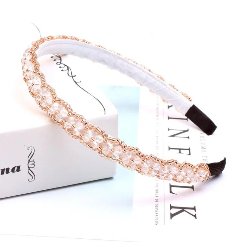 10pcs/lot Fashion Jewelry Girls Hairbands Knit Beads 15mm Wide Headwear Plastic Hair Accessories For Women |