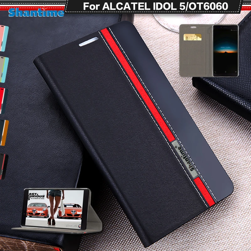 

Чехол-книжка для Alcatel Idol 5, кожаный чехол-кошелек, чехол для телефона для Alcatel Idol 5 OT 6060 5,2 дюйма, Мягкая силиконовая задняя крышка