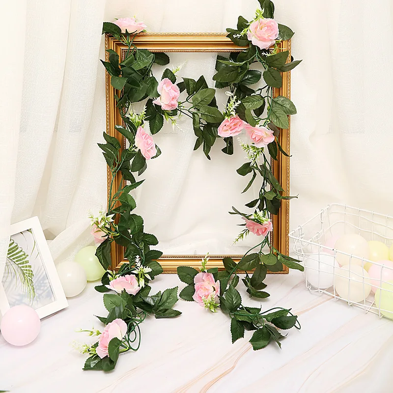11/13heads 240cm Artificial Flowers Vine Home Wedding Garden Decor Rose Fake Rattan String Festival Hanging Silk flower | Дом и сад
