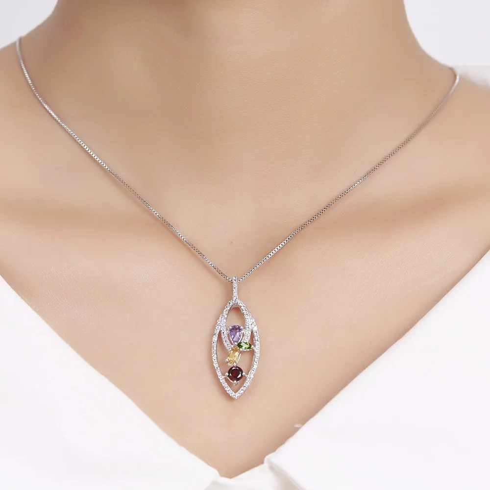 Hutang Природные Multi Драгоценных Камней Диопсид Хром и Цитрин Твердые 925 Серебряный