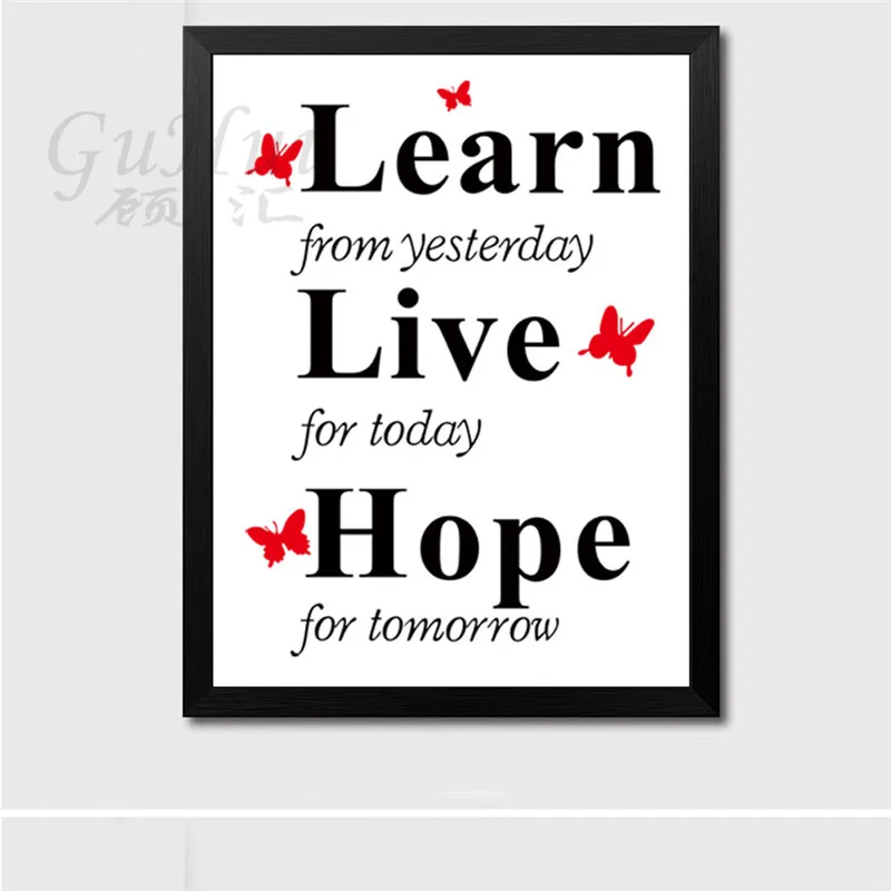 Современная английская буква учится жить надеюсь живопись на холсте бабочка