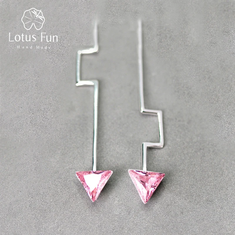 Lotus Fun Настоящее серебро 925 пробы натуральный Цирконий ручная работа Изящные