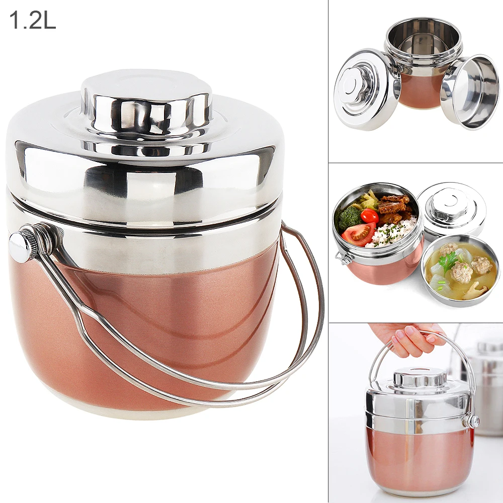 Портативный Ланч бокс из нержавеющей стали с двойной палубой